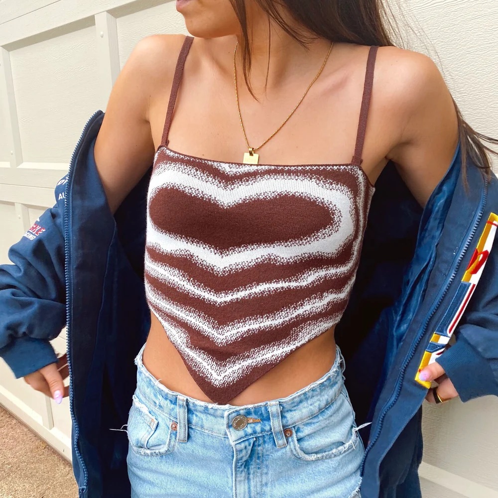 colorful natalie knit valentine crop top